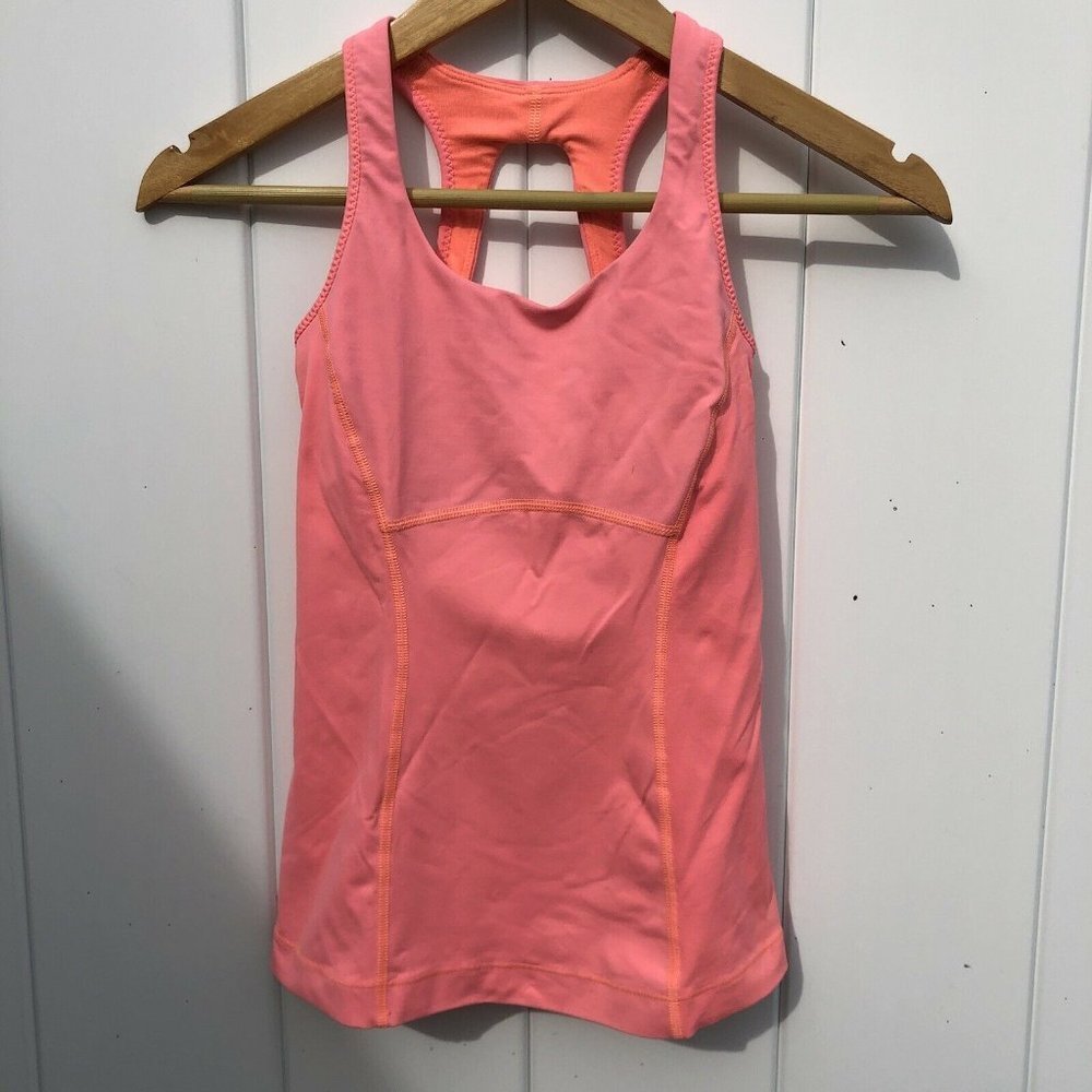 Lululemon Run Pace Pop Orange Pink Tank Top Mesh 2